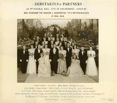 Framed Black and white photo of Debutante Mayoral Ball, City of Nunawading.