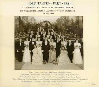Framed Black and white photo of Debutante Mayoral Ball, City of Nunawading.