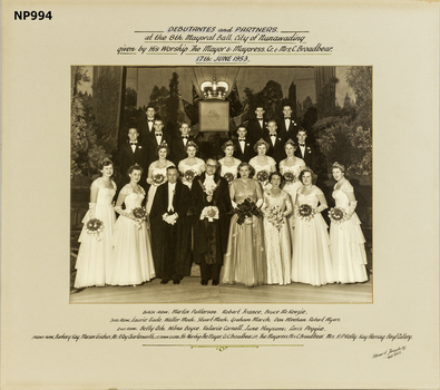 Framed Black and white photo of Debutante Mayoral Ball, 