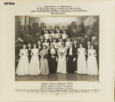  Black and white photo of 10th Mayoral Ball, City of  Nunawading 1955,