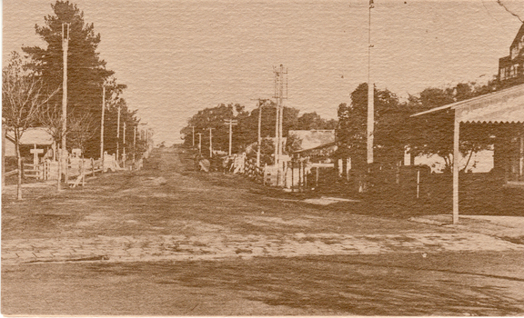 2 Black and white copies of Postcards of Blackburn Road looking South from Railway Road 1918.   Reproduced from 'Blackburn A Picturesque History' by Robin Da Costa, Pioneer Design Studio P/L, Lilydale.