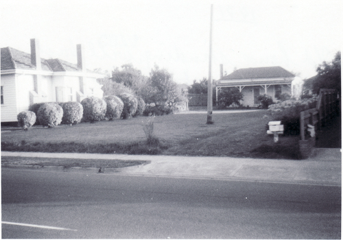 Black and white photo of old house standing well back as a result of  Sub-division in Canterbury Road (south side) B/N Blackburn and Springvale Roads, 1971.