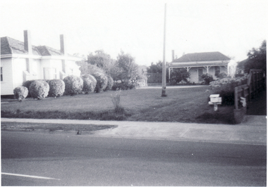 Black and white photo of old house standing well back as a result of  Sub-division in Canterbury Road (south side) B/N Blackburn and Springvale Roads, 1971.