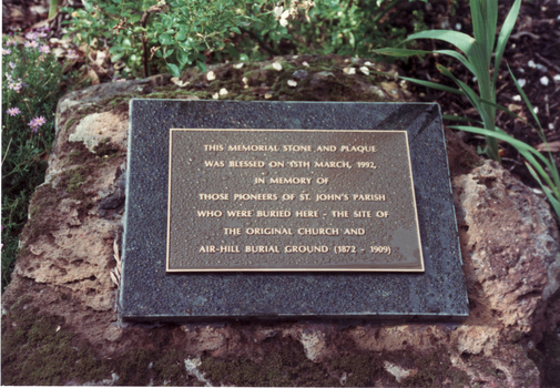 Coloured photo of Memorial Plaque at St. John's Catholic Church, Mitcham.