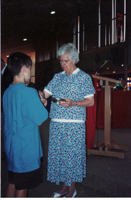 Photograph, St. John's Catholic Church, Mitcham, with Sr. Hilda Curmi, 2/02/1992 12:00:00 AM
