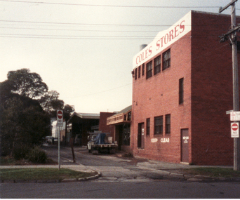 2 Coloured photos of Enterprise Way - Right-of-way B/N Brittania Street and Mitcham Road. This lane ran between the rear of shops on Whitehorse Road and the Mitcham Primary School (Lower School).  Demolition of the school made way for Coles/New World  Supermarket and several shops on Whitehorse Road made way for  Original Coles Variety Store (facing Whitehorse Road) in foreground.