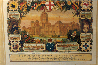 Photograph, Australian Commonwealth's Invitation to Mr. Thomas Richards Burrowes Morton & Lady to attend a Conversazione