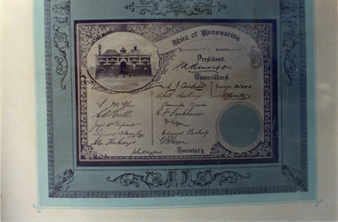 Photograph, The Certificate of Shire of Nunawading's Incorporation