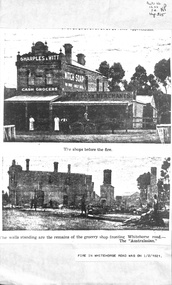 Two Black and white prints of Shops in Whitehorse Road, Mitcham