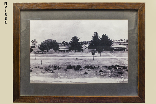 Framed Black and White Photo of Whitehorse Road, Mitcham, in approx 1910 showing St Johns Roman Catholic Church - School (Church 1872-1952 and School 1872 - 1931)