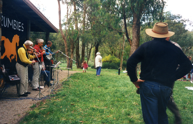 Photograph, Visitors and Band at Friends of Schwerkolt Cottage Wisteria Party, October 1995, 1/10/1995 12:00:00 AM