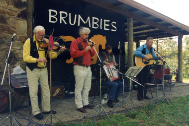 Photograph, Brumbies Band performing at Friends of Schwerkolt Cottage Wisteria Party, October 1995, 1/10/1995