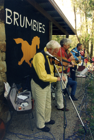 Photograph, Brumbies Band performing at Schwerkolt Cottage Wisteria Party, 1/10/1995