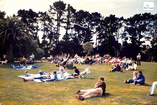 Coloured photo of Crowd at Blackburn Lake.