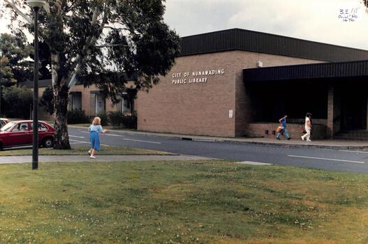 Coloured photo of Nunawading Public Library.