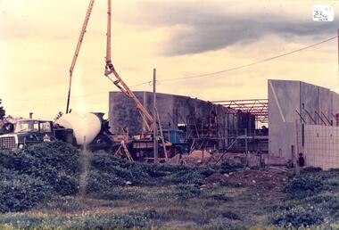 Coloured photos of Construction of Nunawading Arts Centre.