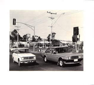 Black and white photo of original site of Pannam's Store, Corner Boronia and Canterbury Roads, Vermont.