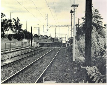 Black and white photo of Mitcham Railway Station