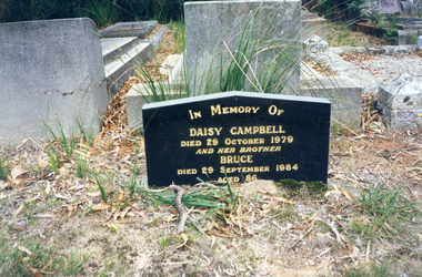 Photograph, Headstone for Daisy & Bruce Campbell