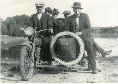Photograph, Men on Motorbike, C.1920