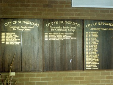 Photograph, City of Nunawading Honour Board, 1/11/1994 12:00:00 AM