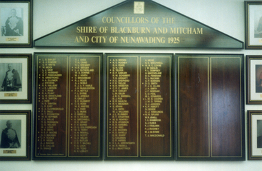 Photograph, City of Nunawading Honour Board, 1/11/1994 12:00:00 AM