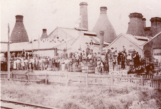 Australian Tesselated Tile Co  with workers gathered to welcome home their Manager Mr.E.E Walker.