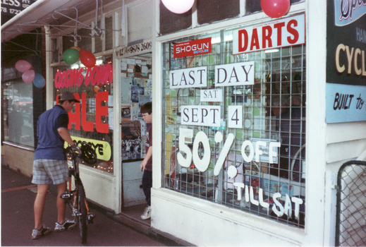 Front of Robs Cycle Shop on the last day.