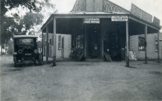 Chas. Pannam's General Store on corner of Canterbury and Boronia Roads, Vermont, (South-East corner), showing front of Delivery Truck.