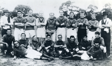 Black and white photo of Members of Vermont Football Club in 1921.