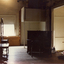 Interior of Mitcham Memorial Hall in Whitehorse Road, Mitcham, since demolished. The Stage Area being prepared for Show by Mitcham Repertory Group.