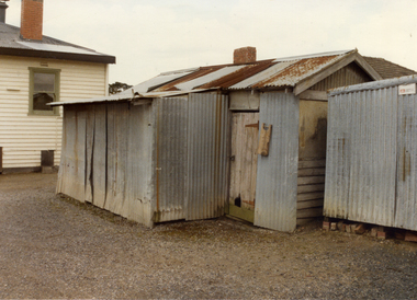 Corrugated Iron Toilets and Storage Shed at rear of Mitcham Memorial Hall in Whitehorse Road, Mitcham, since demolished.