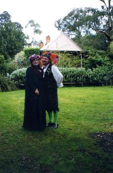 Jason the Fairy Tale Man and his wife at 1999 Wisteria Party.