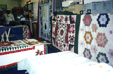 Quilt Display at Society's Open Day at Schwerkolt Cottage and Museum Complex for Heritage Festival 2000.