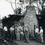Toc H Members inspecting damage to Mitcham Branch's log cabin in March 1960|