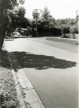 Black and white photograph of Brunswick Road, Mitcham, looking East.