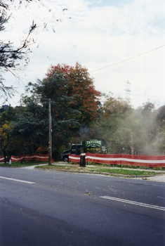 Looking from Schwerkolt Cottage Reserve across Deep Creek Road as trees are cut down for construction of new Bridge.L