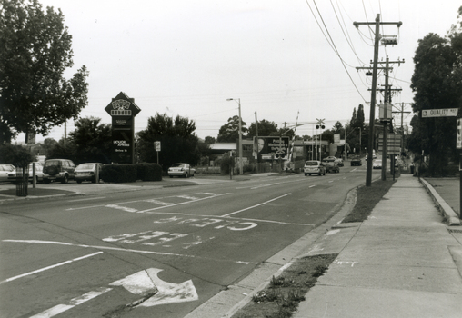 Mitcham Road looking South towards Railway Crossing.