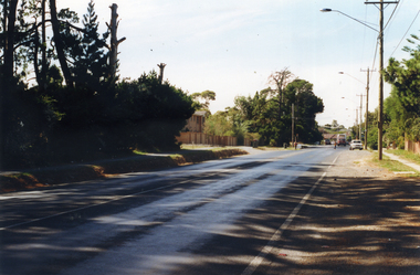Mitcham Road looking towards Park Road, Donvale. Taken from Freeway Reservation prior to construction to widen Mitcham Road.