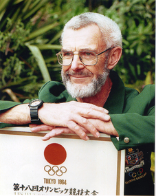 Bob Gardiner in his 1964 Tokyo Olympics Blazer which appeared in Whitehorse Gazette to celebrate Sydney 2000 Olympic Games.