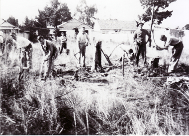 Clearing of the site for the North Blackburn Methodist Church, May 1955.