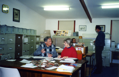 Society Members at work in Local History Room. Front: T