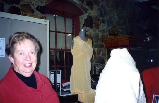 Barbara Keene working on Display for Arts on Parade 2001.