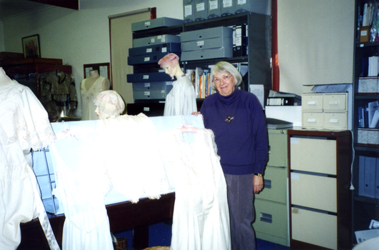Valda Arrowsmith preparing Display for Arts on Parade 2001.