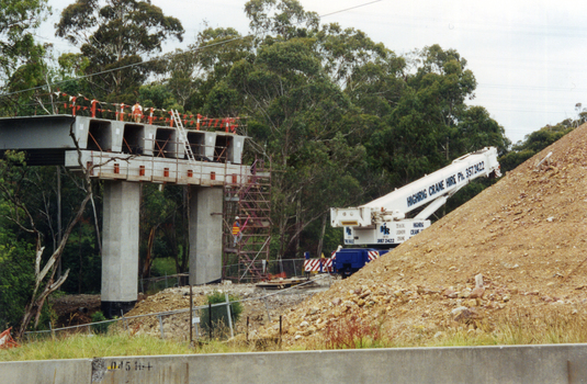 Work progressing on Bridge spanning Deep Creek Road, Mitcham.