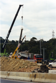 Crane placing last Span in Bridge over Deep Creek Road, Mitcham.