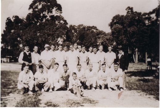 Black and white photograph of Blackburn Methodist Cricket Club in formal pose.  