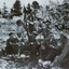 Black and white photograph of workers on Pearce family orchard on site of present Blackburn High School. 