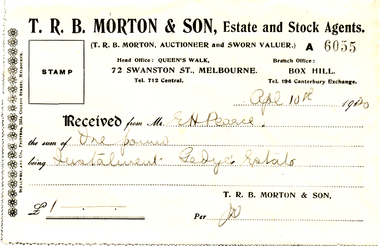Photograph, Morton Receipt, 10th/04/1920