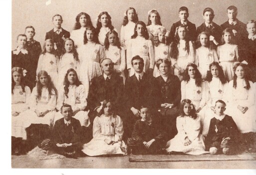 Black and white historic postcard (Set 2 No7 )  Vermont School Choir, 1910. (2 Copies). 